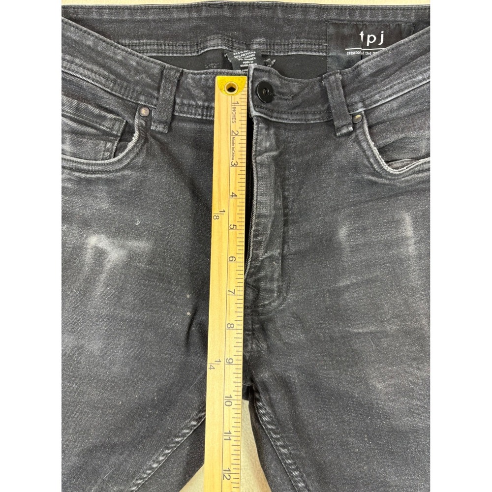 TPJ the Perfect Jean Mens Slim‎ Fit worn in Distressed Black Jeans 33x32 - Picture 5 of 8
